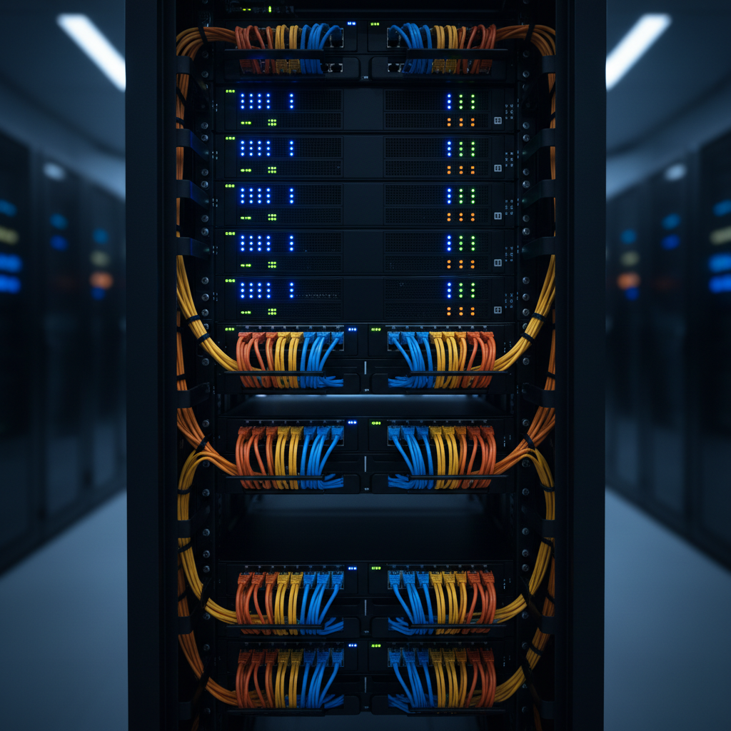 Professional server rack and network infrastructure for Taranaki IT services